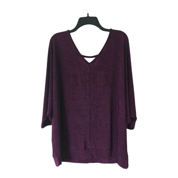 Lane Bryant Tops - Lane Bryant Blouse Women 22/24 Purple Dolman Sleeve V-Neck Cut Out New